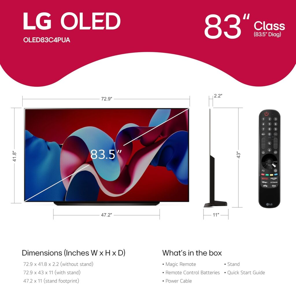 LG 55-Inch Class OLED evo C4 Series Smart TV 4K Processor Flat Screen with Magic Remote AI-Powered with Alexa Built-in (OLED55C4PUA, 2024)